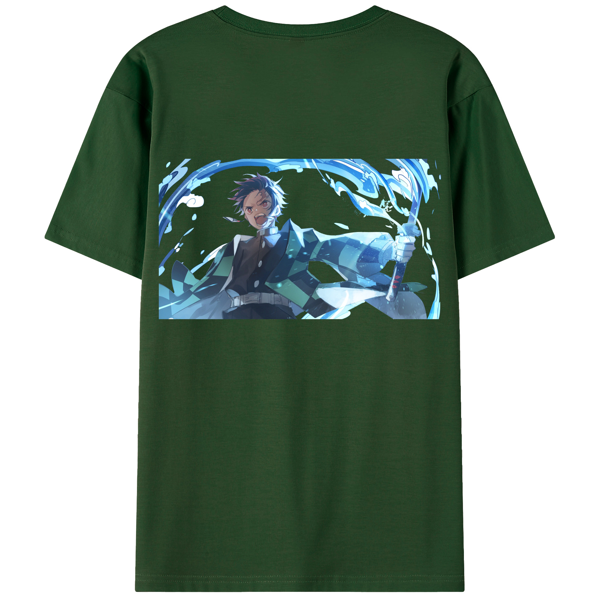 （画像用） 鬼滅の刃 竈門 炭治郎／かまど たんじろう Kamado Tanjirou 綿100％半袖Tシャツ（背面プリント）